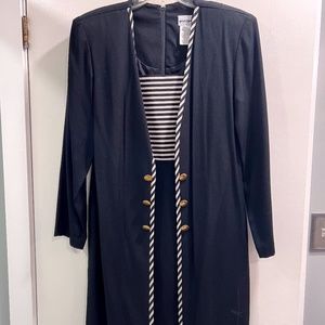 VINTAGE Perceptions by Irene B. Navy and White Jacket Dress Size 8